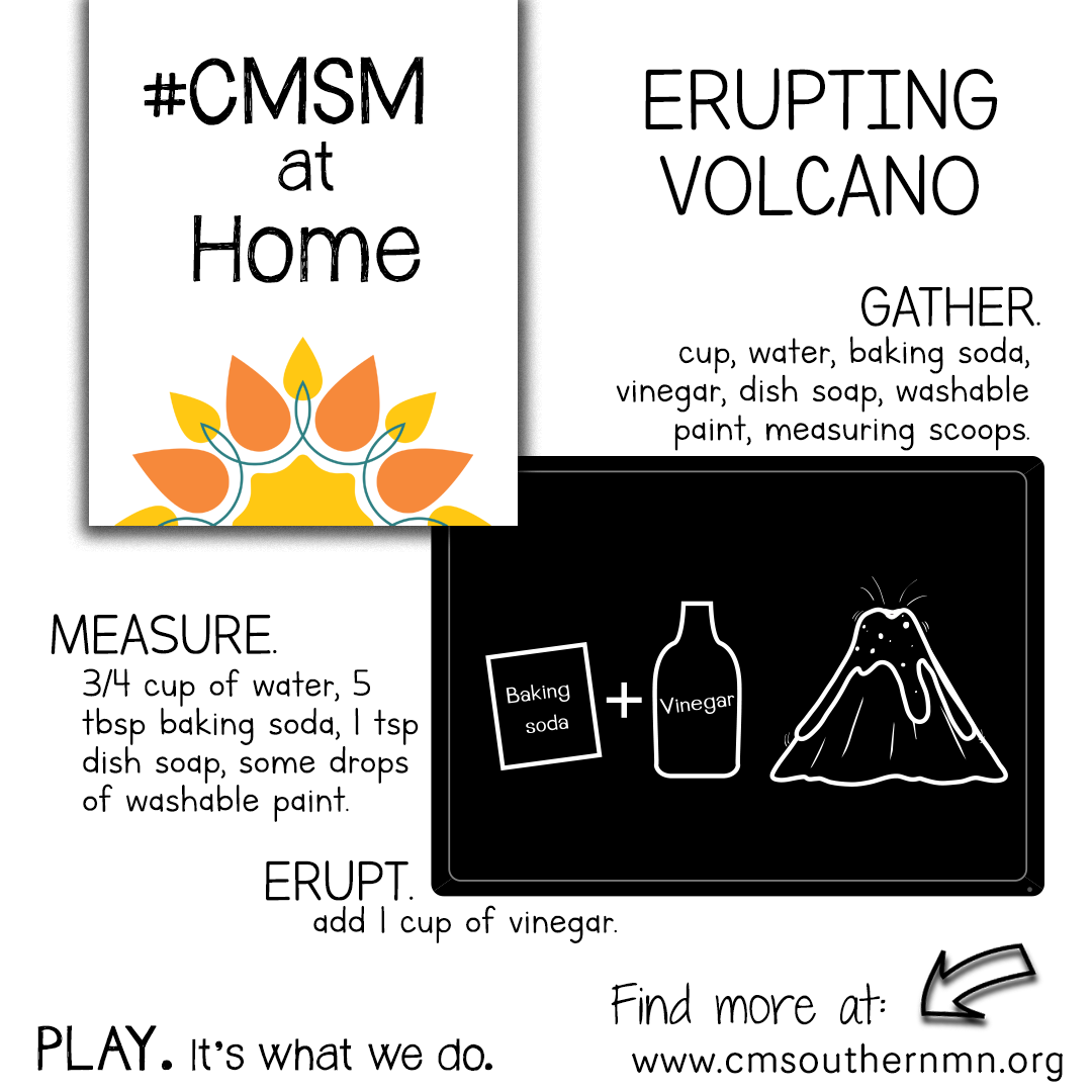 Make an erupting volcano science experiment for kids from the Children's Museum of Southern Minnesota